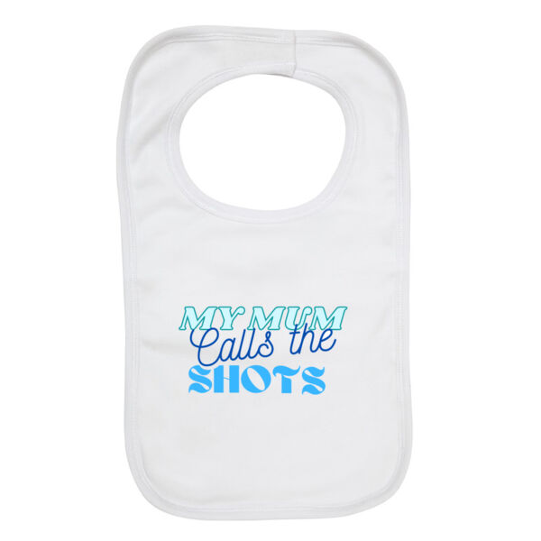 My Mum Calls The Shots Organic Baby Bib - Blue Thumbnail